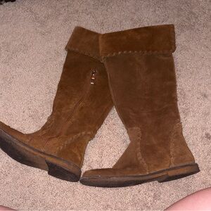 Brown Suede Knee-High Boots